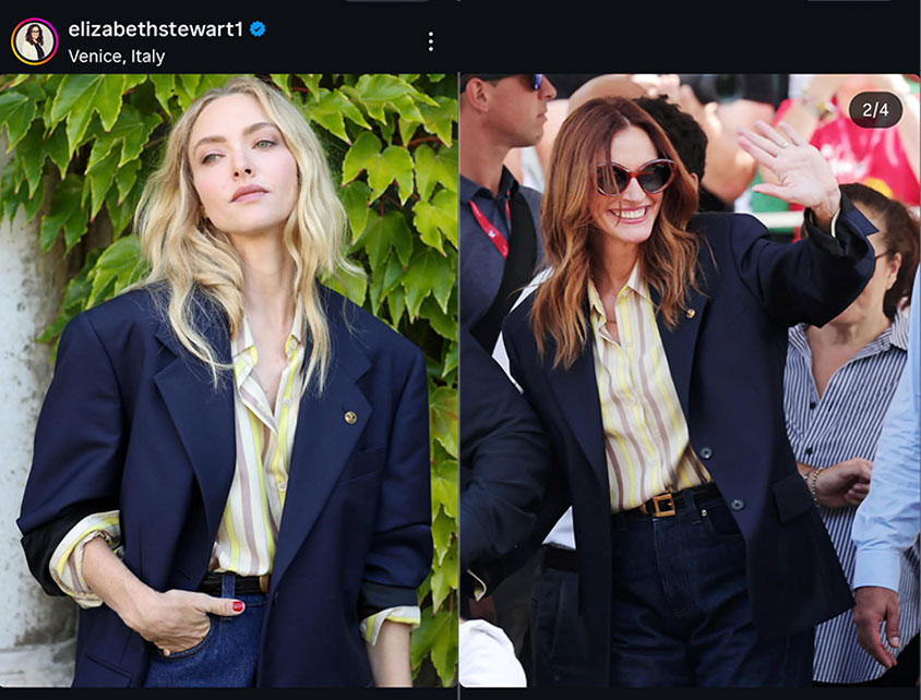 같은 옷 다른 느낌⋯아만다 사이프리드, 줄리아 로버츠 ‘쌍둥이 패션’ 화제