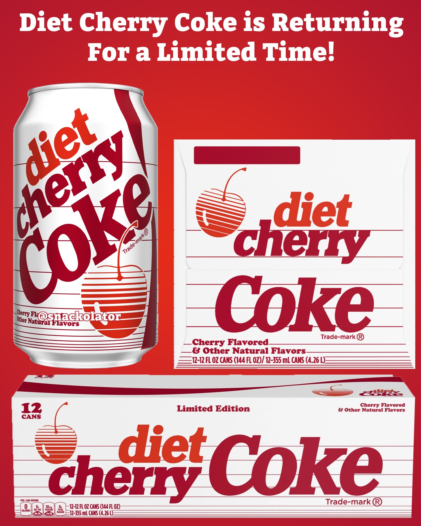 단종됐던 체리맛 다이어트 콜라, 미국에서 한정판으로 부활