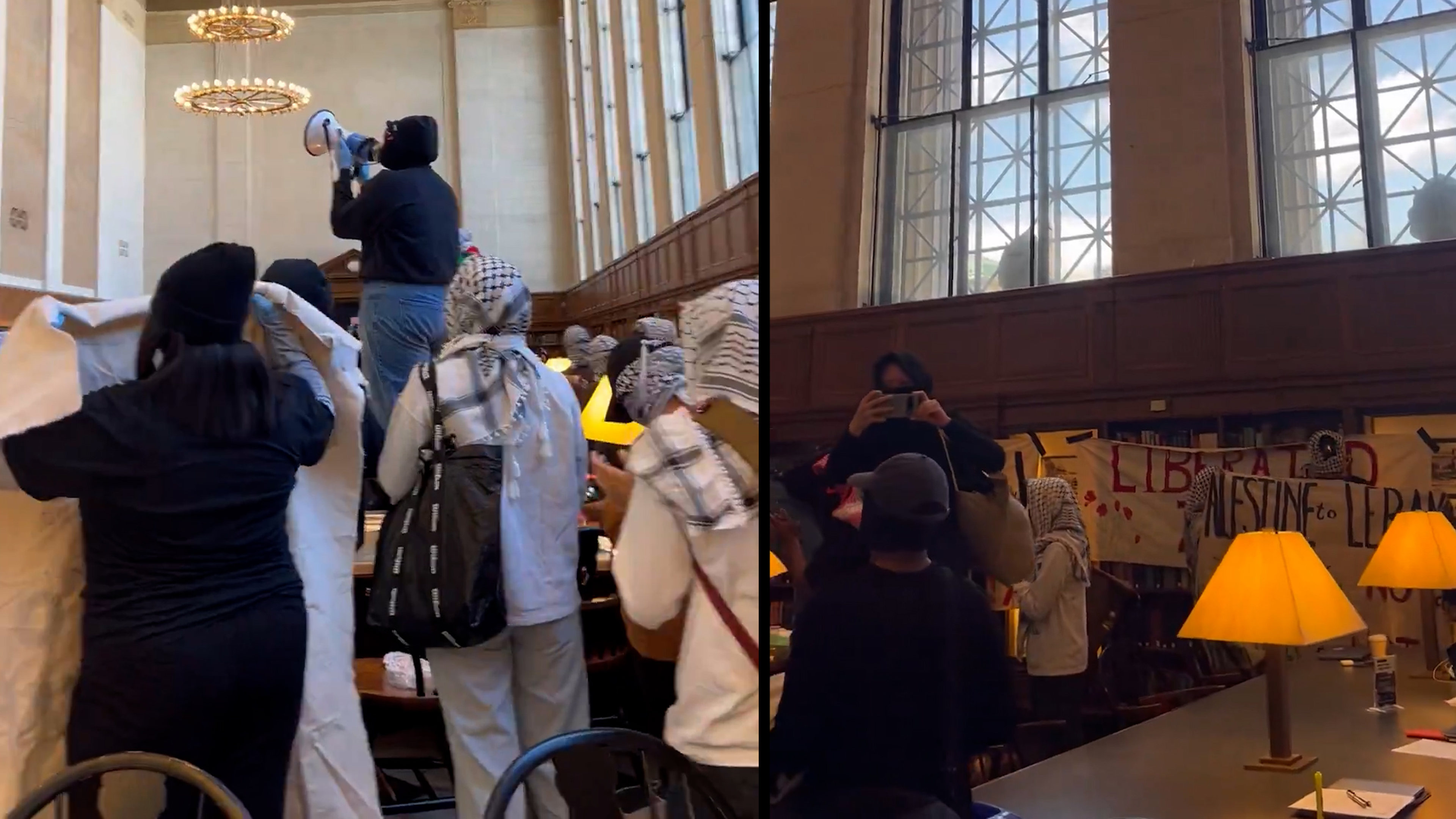 미국 대학 도서관 점거한 친팔레스타인 시위대 경찰에 81명 체포돼