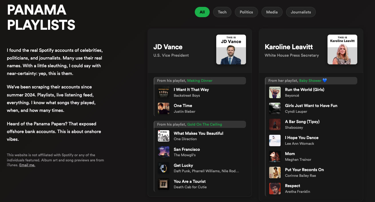 정치인·CEO 스포티파이 계정 유출··· ‘파나마 플레이리스트’ 통해 감상 기록 공개